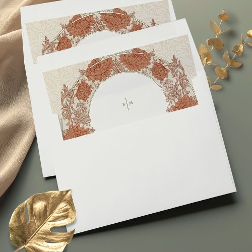 Chrysanthemum Rust Burnt Orange Vintage Envelope Liner