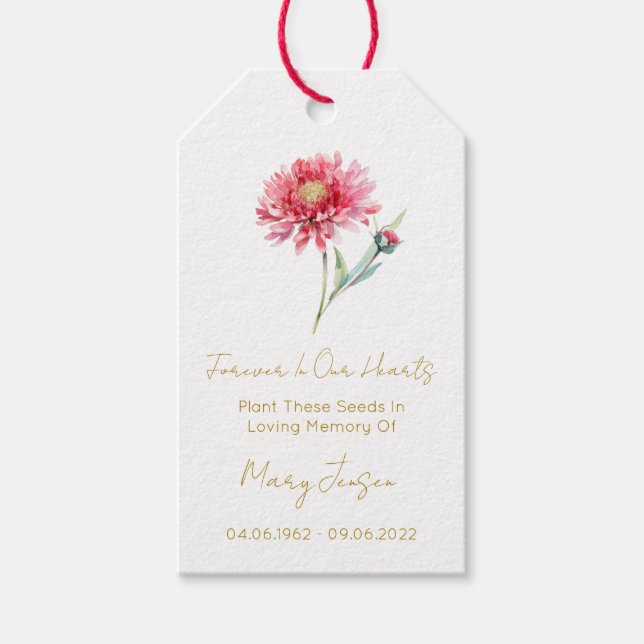 Chrysanthemum Seed Packet Funeral Gift Tags (Front)