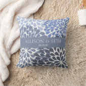 Chrysanthemum (Stonewash Blue) Wedding Shower Gift Throw Pillow (Blanket)