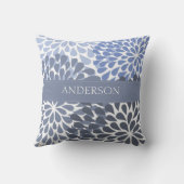 Chrysanthemum (Stonewash Blue) Wedding Shower Gift Throw Pillow (Back)