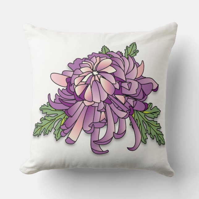 Chrysanthemum Throw Pillow (Front)