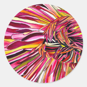 Chrysanthemum watercolor art flower classic round sticker