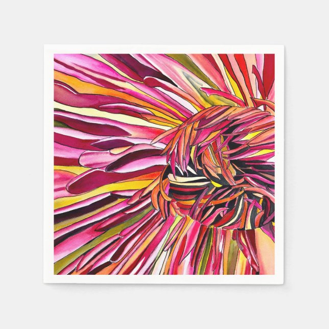 Chrysanthemum watercolor art flower napkins (Front)
