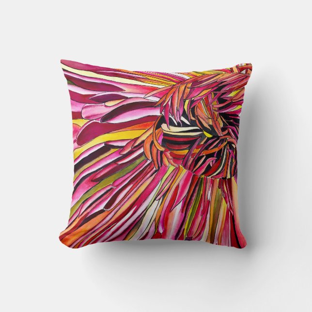 Chrysanthemum watercolor art flower throw pillow (Front)