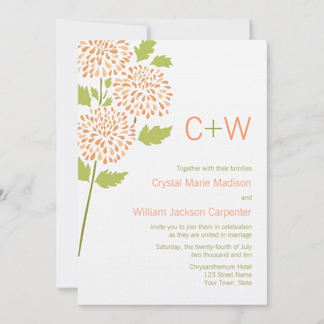 Chrysanthemum Wedding Invitation (Front)