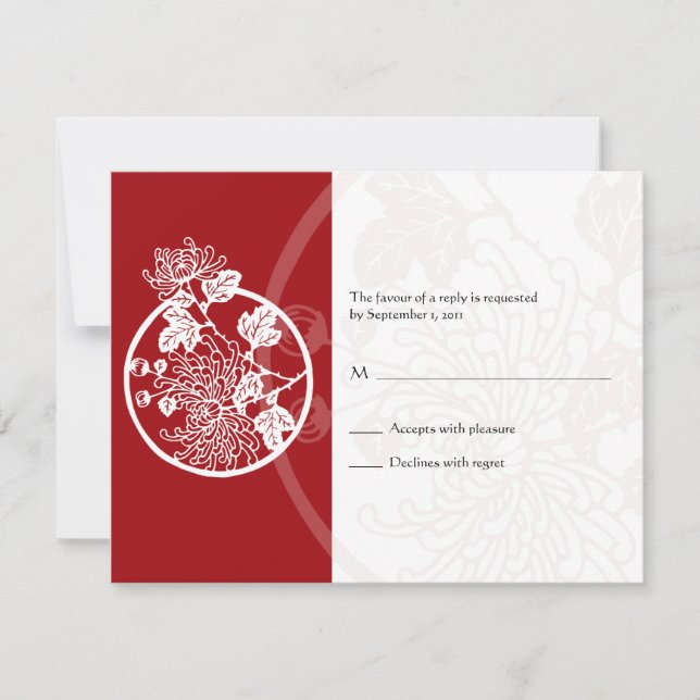 Chrysanthemum Wedding Reply Card (Front)
