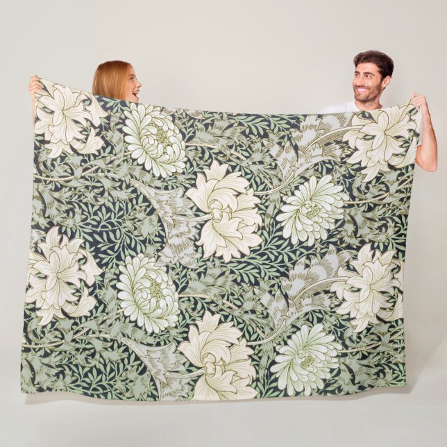 Chrysanthemum, William Morris Fleece Blanket (In Situ)
