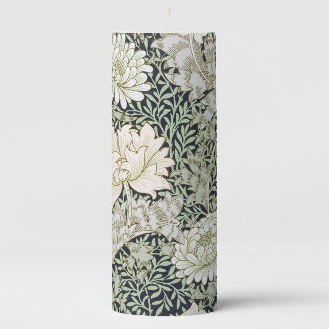 Chrysanthemum, William Morris Pillar Candle (Front)