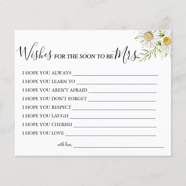 Chrysanthemum Wishes for the Soon to be Mrs card Flyer (Front)