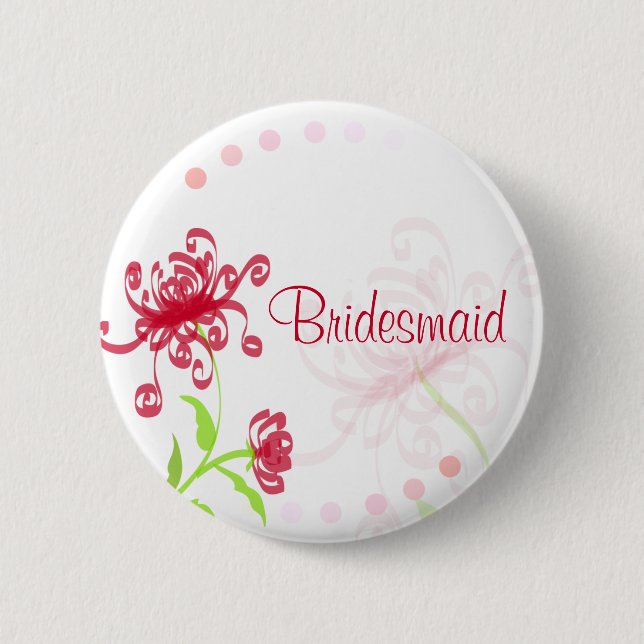 Chrysanthemums Bridesmaid/Bestman Badge Pinback Button (Front)