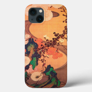 Chrysanthemums by a stream with rocks (1760) iPhone 13 case