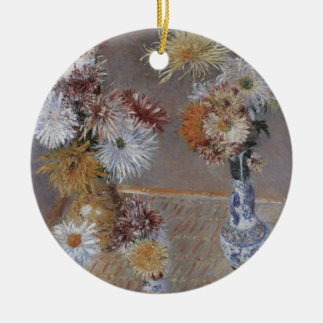 Chrysanthemums by Gustave Caillebotte Ceramic Ornament (Front)