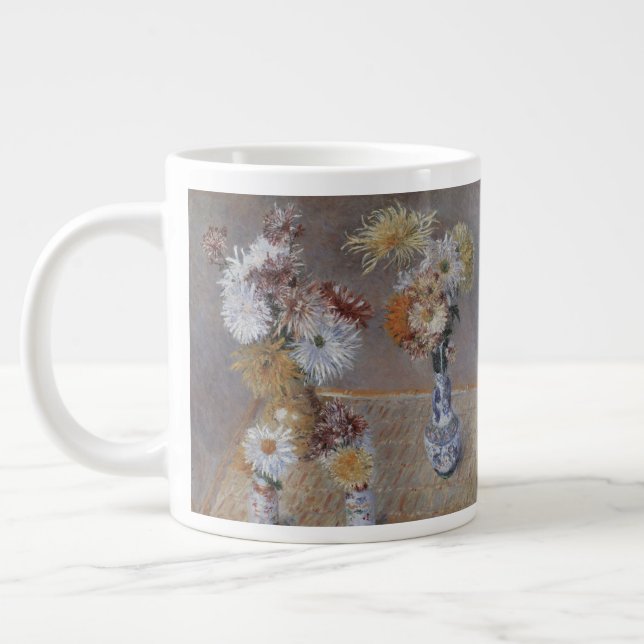Chrysanthemums by Gustave Caillebotte Large Coffee Mug (Left)