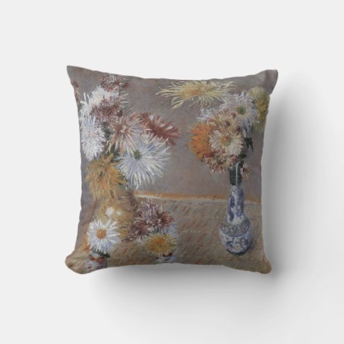 Chrysanthemums by Gustave Caillebotte Throw Pillow