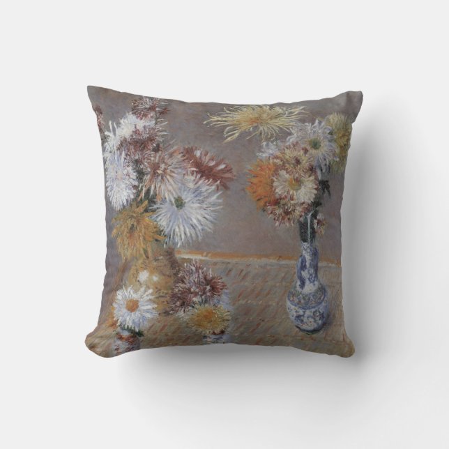 Chrysanthemums by Gustave Caillebotte Throw Pillow (Front)