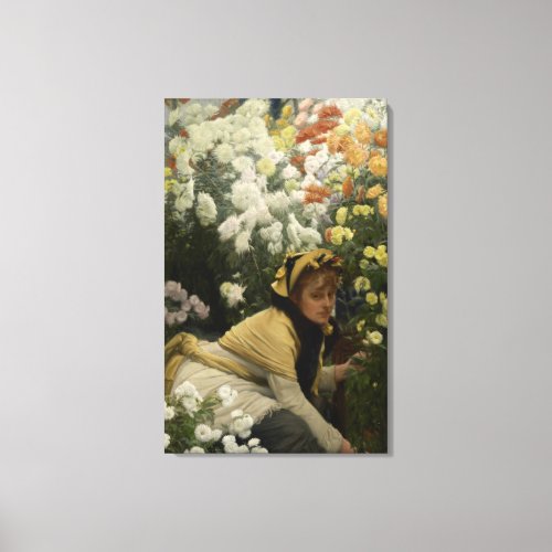 Chrysanthemums by James Tissot Fine Art Canvas Print