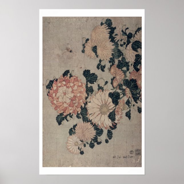 Chrysanthemums (color woodblock) poster (Front)