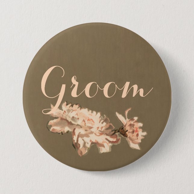 Chrysanthemums in a Bottle Groom Button (Front)