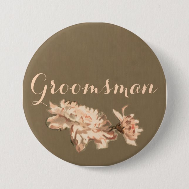 Chrysanthemums in a Bottle Groomsman Button (Front)