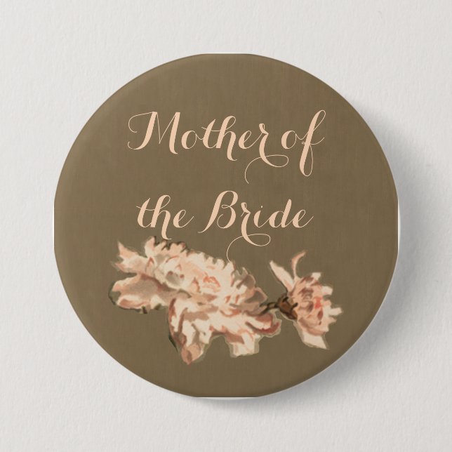 Chrysanthemums in a Bottle Mother of the Bride Pinback Button (Front)