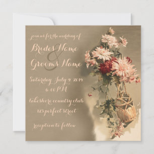 Chrysanthemums in a Bottle Wedding Invitation