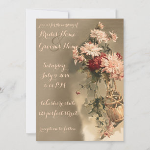 Chrysanthemums in a Bottle Wedding Invitation