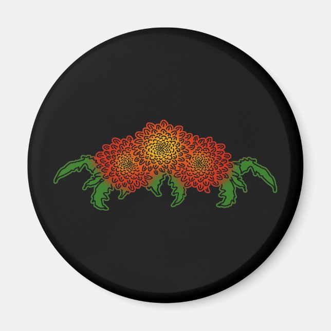 Chrysanthemums Motif Magnet (Front)