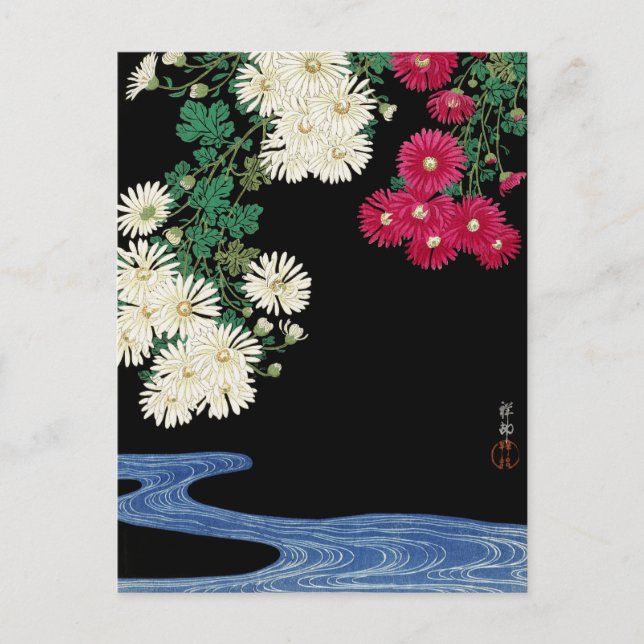 Chrysanthemums - Ohara Koson -Vintage Japanese Art Postcard (Front)