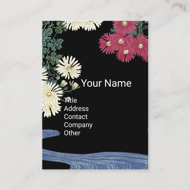 Chrysanthemums,Running Water, Beauty Salon Spa Business Card (Front)