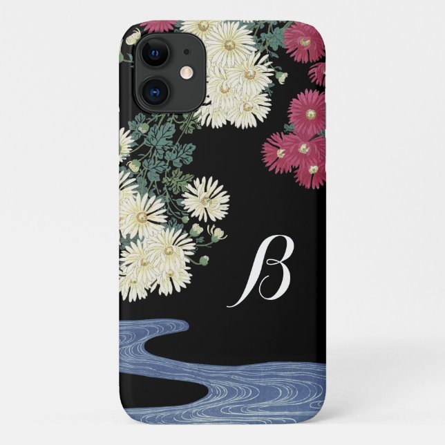 Chrysanthemums,Running Water, Japanese Floral Case-Mate iPhone Case (Back)