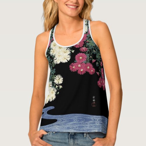 ChrysanthemumsRunning Water Japanese Floral  Tank Top