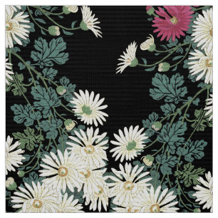 Chrysanthemums,Running Water,Zen Japanese Floral Fabric
