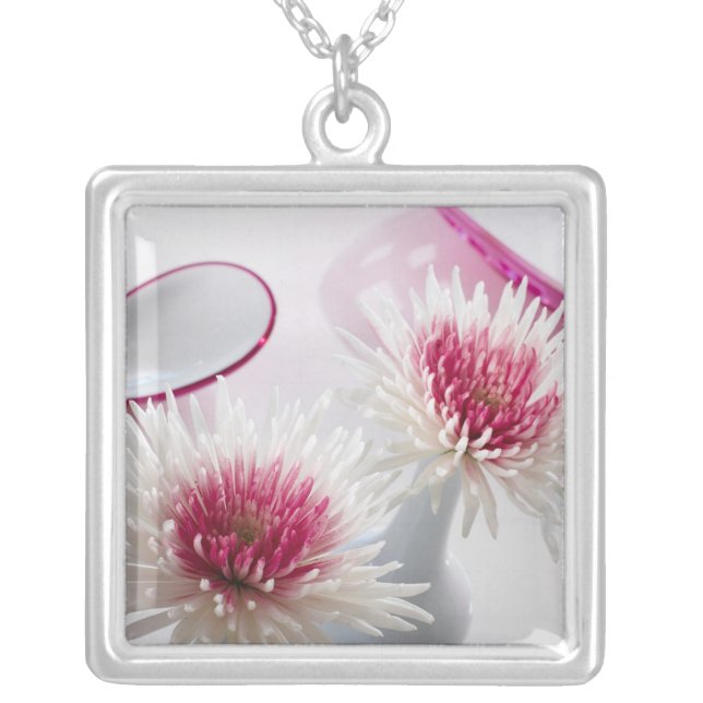 Chrysanthemums Silver Plated Necklace (Front)