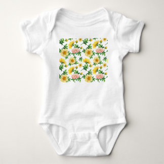 Chrysanthemums Watercolor: Seamless Floral Design Baby Bodysuit