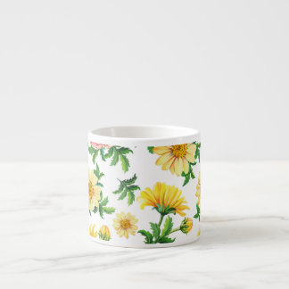 Chrysanthemums Watercolor: Seamless Floral Design Espresso Cup