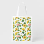 Chrysanthemums Watercolor: Seamless Floral Design Grocery Bag