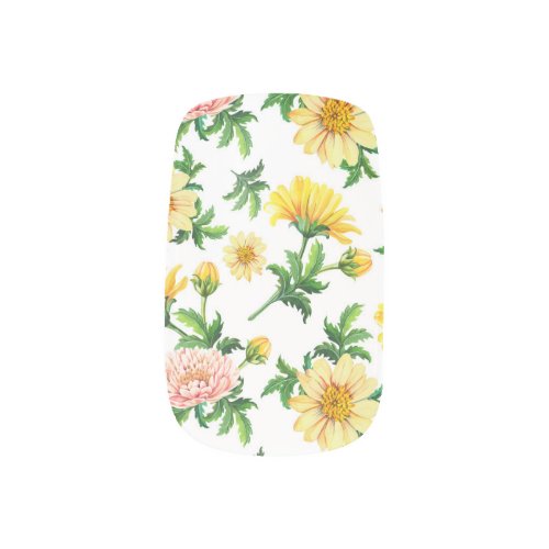 Chrysanthemums Watercolor Seamless Floral Design Minx Nail Art