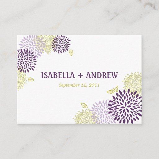 Customizable Chrysanthemums Wedding Directions Chubby Business Card Template