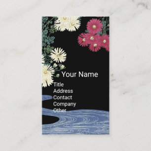 Chrysants,Running Water, Beauty Salon Spa Black Business Card
