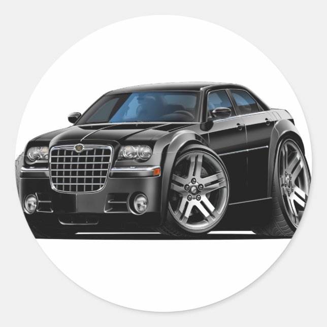 Chrysler 300 Black Car Classic Round Sticker (Front)
