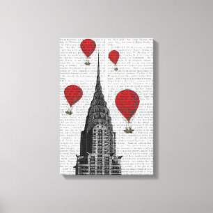 Chrysler Building and Red Hot Air Balloons Canvas Print