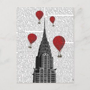 Chrysler Building and Red Hot Air Balloons Postcard