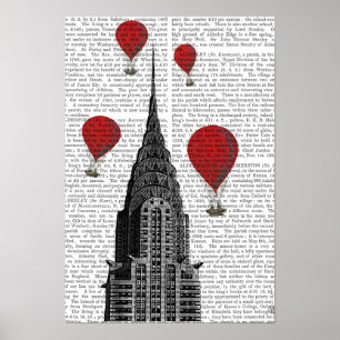 Chrysler Building and Red Hot Air Balloons Poster