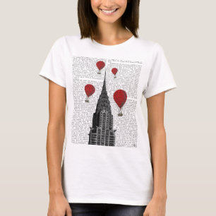 Chrysler Building and Red Hot Air Balloons T-Shirt