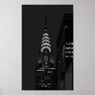 Chrysler building at night poster