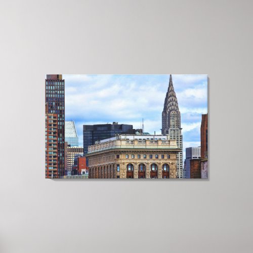 Chrysler Building Flatiron Blue Sky Clouds Canvas Print