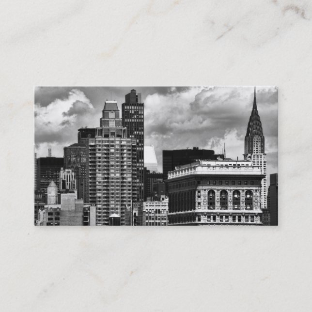 Chrysler Building, Flatiron Building, Sky House BW Business Card (Front)
