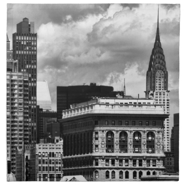 Chrysler Building, Flatiron Building, Sky House BW Napkin (Front)