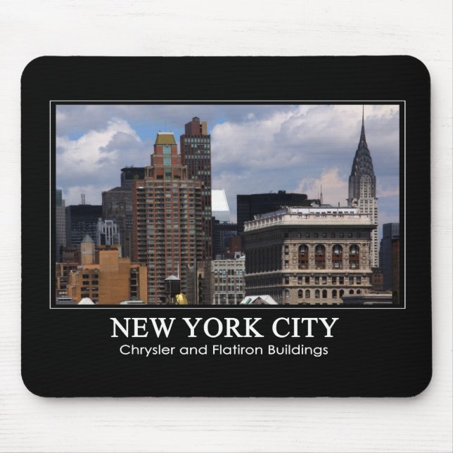 Chrysler Building, Flatiron with clouds 2C Mouse Pad (Front)