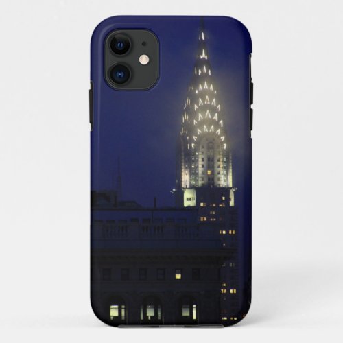 Chrysler Building Lit up at Dusk in the Mist iPhone 11 Case